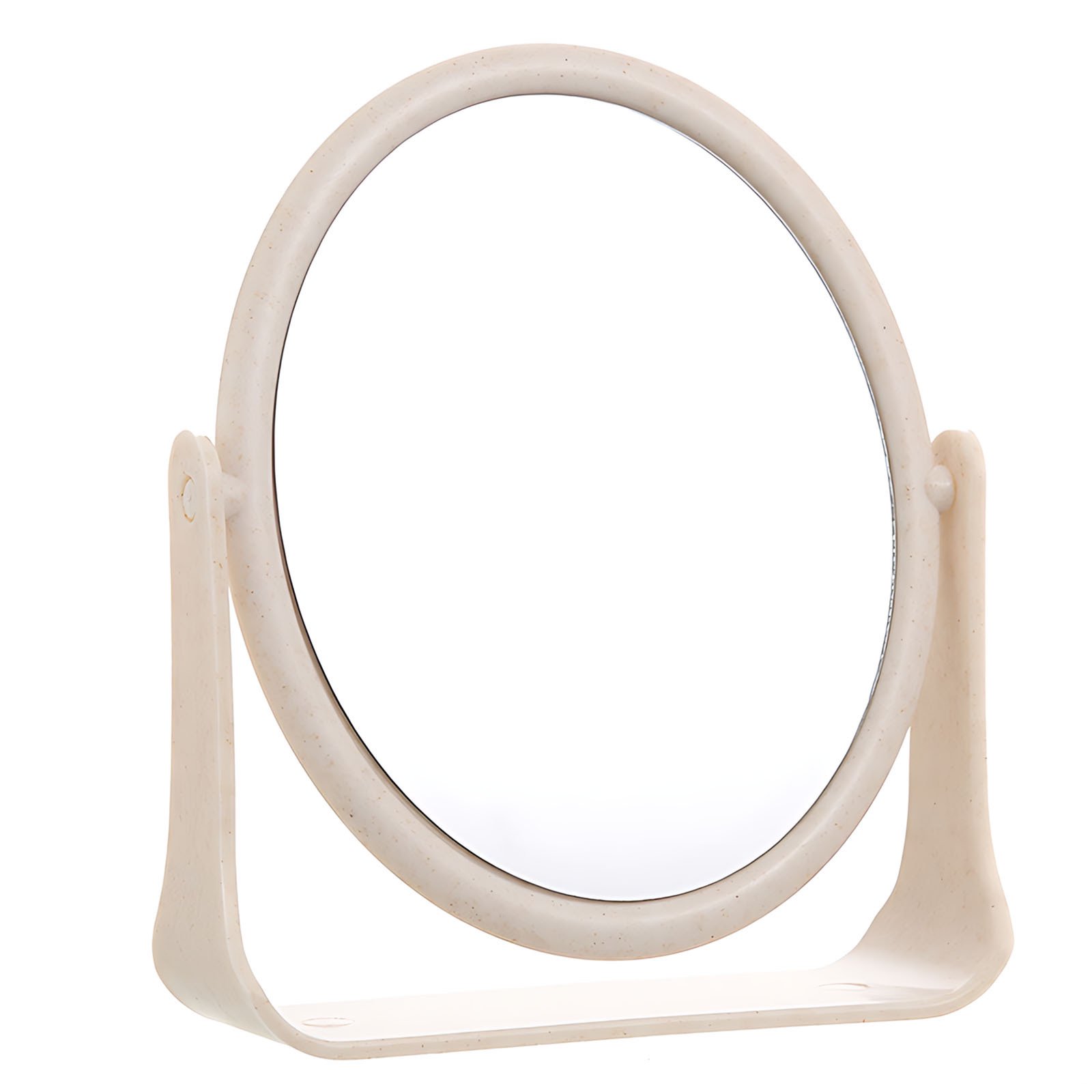 Tabletop Makeup Mirror 7.9 in Double Sided Vanity Mirror 360° Rotating Freestanding Mirror for Desk Aesthetic Beige Room Decor Small Standing Mirror for Bedroom and Dorm