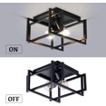 thumbnail image 4 of AIR-Black Flush Mount Ceiling Lights Fixtures, 2-Light Farmhouse Rectangle Close to Ceiling Lighting, Industrial Retro Farmhouse Square Ceiling Light for Entry, Kitchen, Hallway, 4 of 4