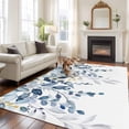 thumbnail image 2 of Navy Blue Eucalyptus Area Rugs 8'x10', Washable Small Throw Rugs for Living Room Patio, Watercolor Spring Weeping Botanical Indoor Outdoor Rug Non-Slip Low Pile Carpet Runner Reversible Floor Mats, 2 of 8
