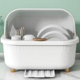 thumbnail image 4 of Yazoeia Dish Drying Rack, Multifunctional Space Saving Dish Drying Box Drying Rack Dish Bowl Drying Box Dish Rack with Cover Dish Drying Rack with Cover with Lid Cover for Kitchen (White), 4 of 9