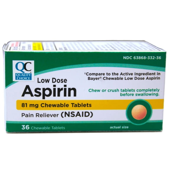 Quality Choice Low Dose Chewable Aspirin Orange Flavored Tablets, 36 Tablets