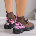 thumbnail image 4 of Styesk Bottes pour Femmes Bottines Rétro Élastiques pour Femmes Mode Talon Plat Bout Rond Talon Plat Fronces Chaussures Tricotées Brodées Bottes de Travail pour Femmes, 4 of 7