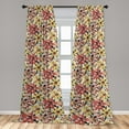 thumbnail image 4 of Ambesonne Floral Curtains, Simplified Flowers Spring, Pair of 28"x95", Mustard and Dark Salmon, 4 of 5