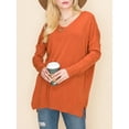 thumbnail image 4 of Doublju Women's Long Sleeve V-Neck Loose Fit Knit Sweater with Plus Size, 4 of 4