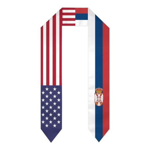 Serbia & USA United States Flag Shawl Sash Stole Graduation Shawls Wraps Scraf For International Study