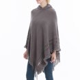 thumbnail image 3 of HBYJLZYG Womens Hooded Shawl Wrap Cape, Crochet Versatile Tassel Irregular Hem Sweater Tops, 3 of 6