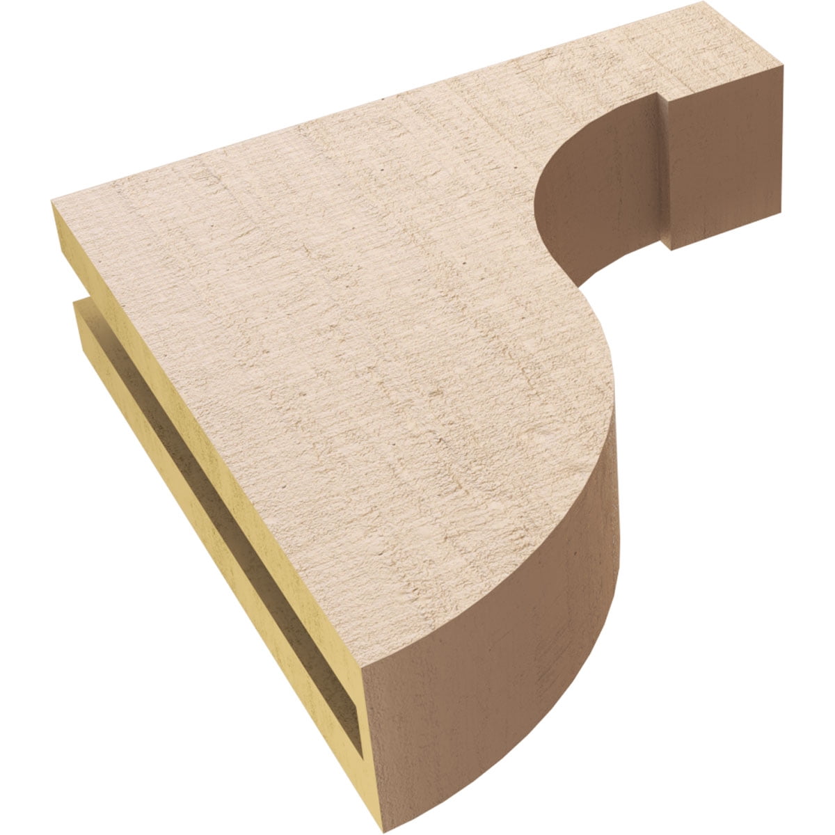 3"W x 12"D x 12"H Thin Del Monte Rough Cedar Woodgrain TimberThane Corbel, Primed Tan