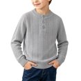 thumbnail image 2 of BLVB Toddler Boy Sweater Long Sleeve Crewneck Kids Knit Outfit Button Pullover Tops Fall Winter Clothes(Gray,7-8Years), 2 of 9