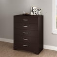 thumbnail image 2 of Pemberly Row Contemporary 5-Drawer Engineered Wood Chest in Dark Chocolate, 2 of 7