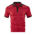 thumbnail image 5 of hoksml Men's Athletic T Shirt Summer Casual Loose Color Blocked Pearl Cotton Small Twill Short Sleeve Solid Color Collared Polos Plus Size Top Elastic Cuffs, 5 of 9