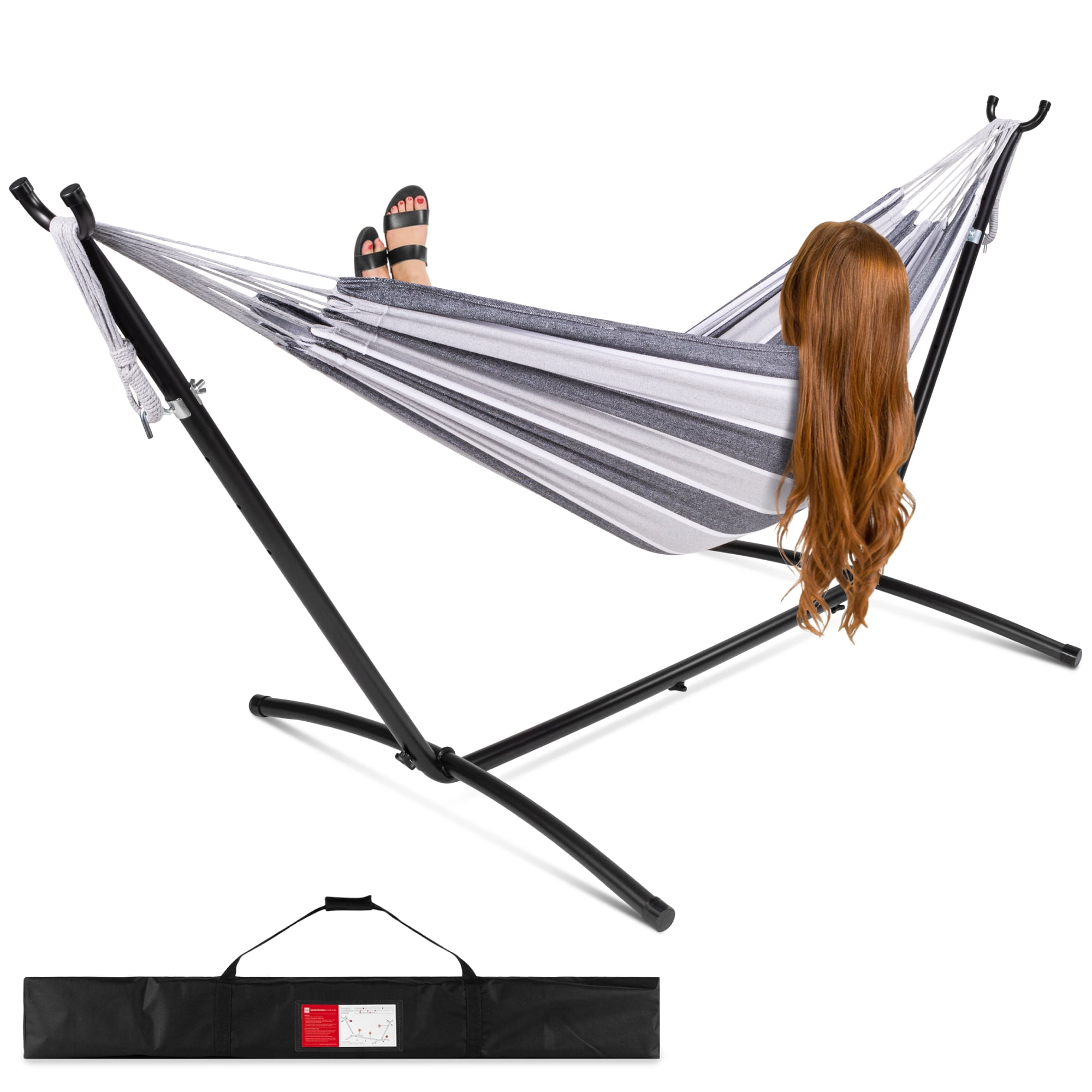Best Choice Products 2Person BrazilianStyle Cotton Double Hammock with Stand Set w/ Carrying