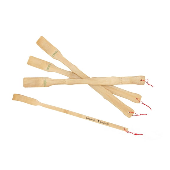 BambooMN 3 Pieces 17" Inch Handled Bamboo Shoehorn Plus 1 Free Travel Size Back Scratcher