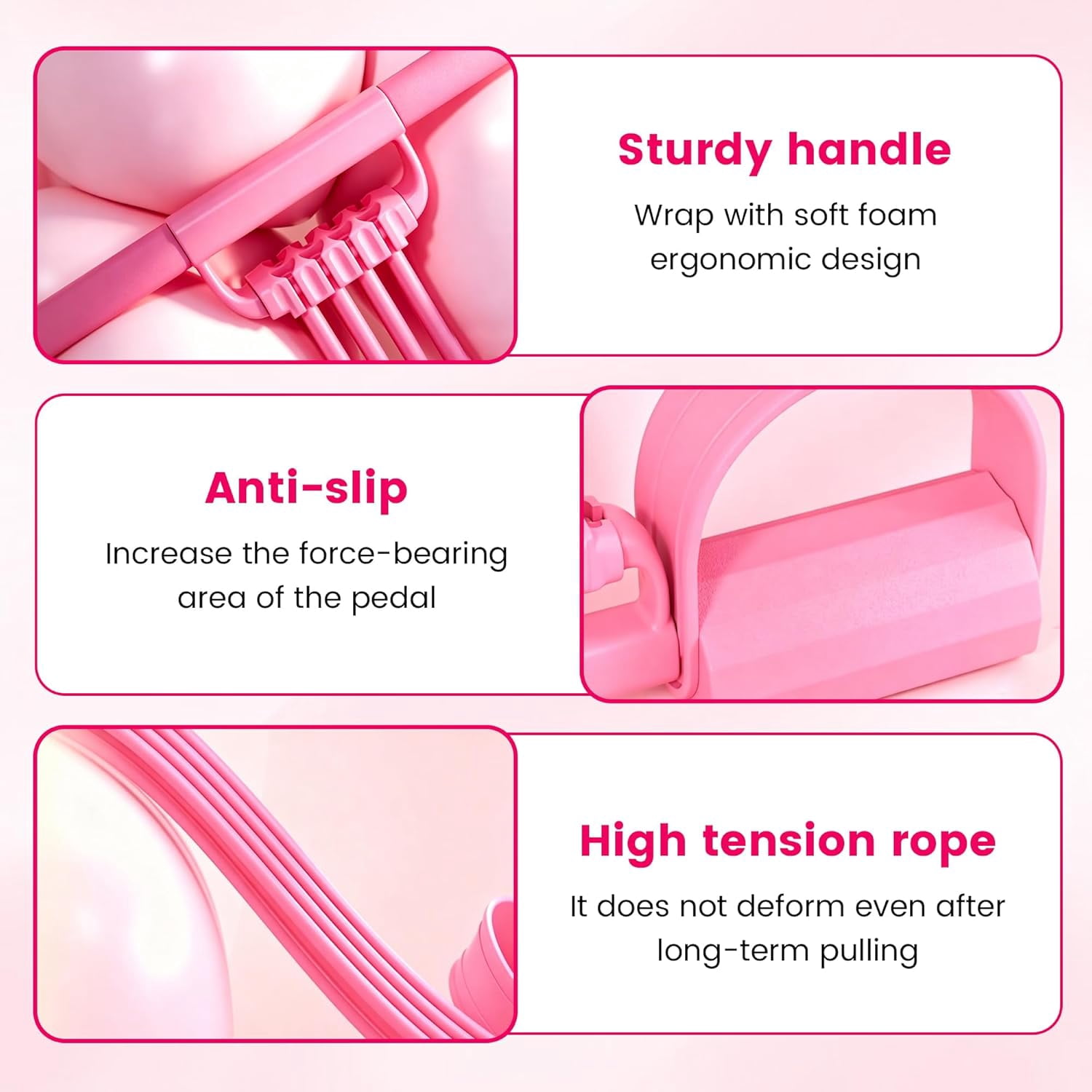 Pedal Resistance Band with Handle, 2026 New Upgraded 8-Tubes Manual Tension Training Pedal, Multifunction Rubber Foot Fitness Bands for Abdomen, Waist, Arm, Leg