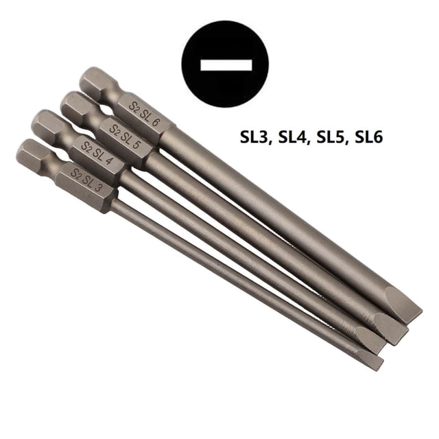 4Pcs 1/4 Hex Shank 100Mm Long Screwdriver Bits for Torx/Hexagon/Cross/Slotted A