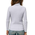 thumbnail image 3 of Womens Sweaters Turtleneck Cable Knit Long Sleeve Pullover Cute Fitted Trendy Basic Fall Winter Tops Gray 2XL, 3 of 4