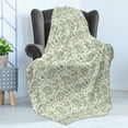 thumbnail image 4 of Green Soft Flannel Fleece Throw Blanket, Pastel Colored Floral Ornaments Soft Petals Leaves Vintage Garden Botany, Cozy Plush for Indoor and Outdoor Use, 60" x 80", Multicolor, by Ambesonne, 4 of 5