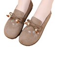 thumbnail image 7 of Domzle Women Faux Suede Loafers Slip On Walking Shoes Work Casual Non Slip Lightweight Comfort Beaded Fashion Round Toe Khaki, 7 of 7