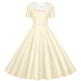 thumbnail image 2 of Amidoa Girls Summer Dresses Short Sleeve A-Line Twirly Dresses Kids Casual Sundress Beige Size 12, 2 of 6