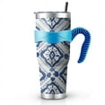 thumbnail image 2 of 40 Oz Bohemian Retro Floral Tumbler with Handle and Silicone Straws,Double Wall Vacuum Insulated Stainless Steel Travel Mug Leak-Proof Coffee Cup on Screw Lid and Straw, 2 of 2