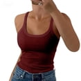 thumbnail image 2 of Lumtrix Tank Tops For Women Spaghetti Strap Scoop Neck Ribbed Tops Slim Fitted Cotton Camisole Casual Basic Sleeveless Shirts Dark Purple M, 2 of 7