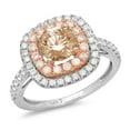 thumbnail image 2 of 1.615 ct Round Cut Simulated Champagne Diamond Solitaire with Accents Engagement Ring for Women in 18K White/Rose Gold, 2 of 2