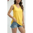 thumbnail image 4 of Summer Loose Women Sleeveless Casual Basic Solid Color Shirts Tunic Tops V Neck Tank Tops, 4 of 6