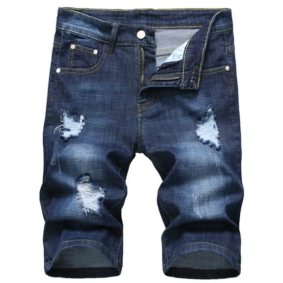 LZLER Men Summer Stretch Jean Shorts Slim Denim Shorts for Men with Hole