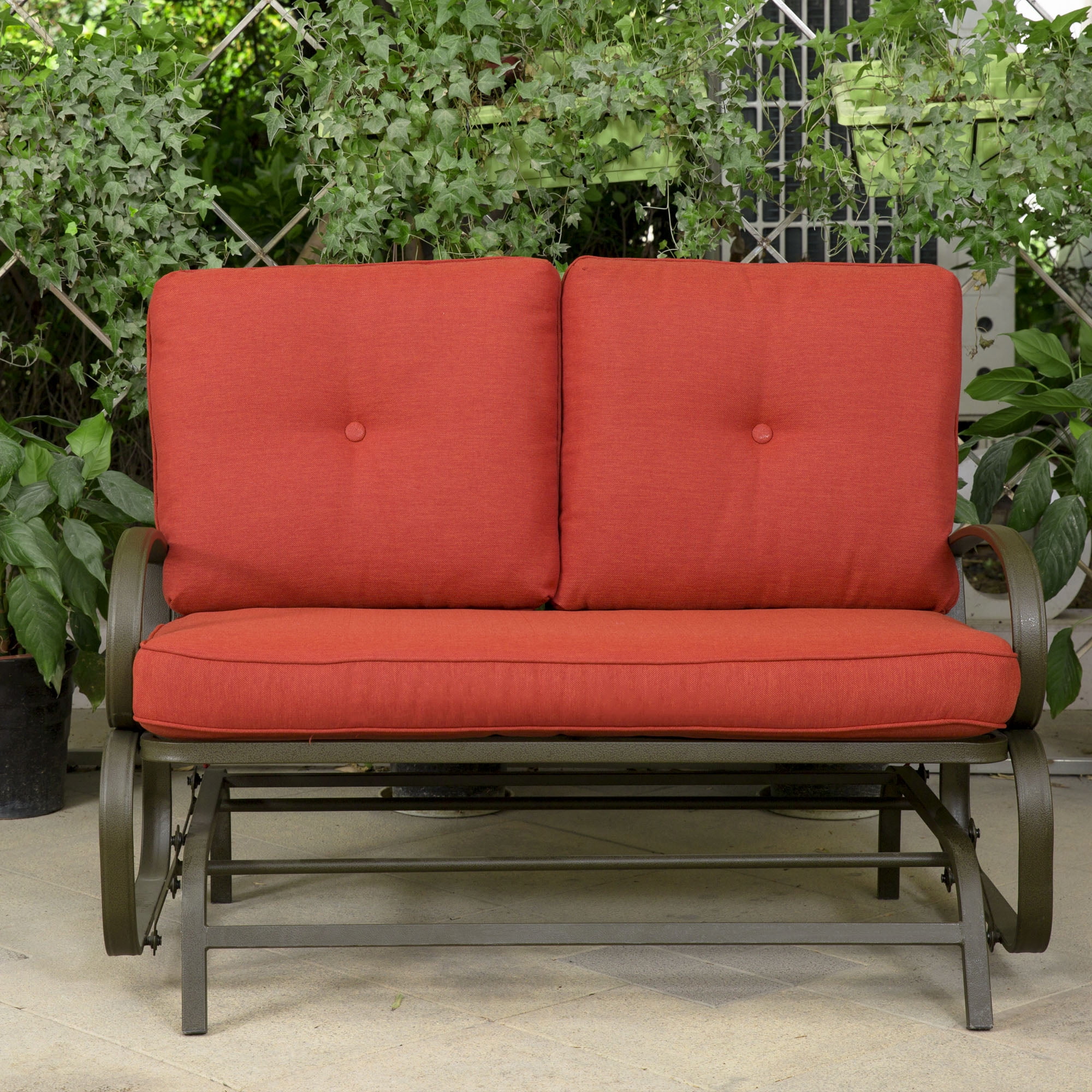 Brick Red Patio Seating Cloud Mountain Patio Glider Bench Outdoor