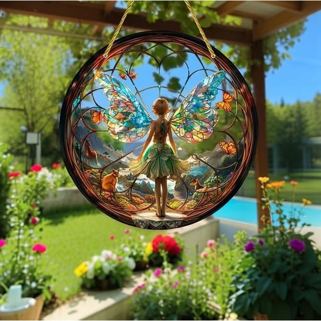 RKSTN Decorative Craft Stained glass magic forest light catcher sign