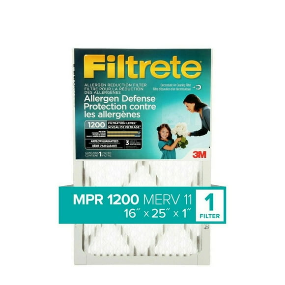 Filtre pour la réduction des allergènes « Protection contre les allergènes » Filtrete(MC), MPR 1200, 16 x 25 x 1 po Prot. allergènes Filtrete(MC)