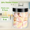 thumbnail image 2 of 6 Pack Plastic Jars with Lids, 8 oz Clear Storage Container, Leakproof Plastic Mason Jars, Empty Round Slime Container, Cosmetic Jars for Storing Dry Food, Peanut, Spice, Cookie, Candy, 2 of 7