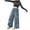 Blue, variant on MKOSPLRT Girls Oversized Cargo Jeans High Waist Wide Leg Palazzo Jeans Baggy Ruched Denim Pants Retro Straight Leg Jeans with Pocket