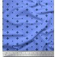 thumbnail image 1 of Soimoi Blue Velvet Fabric Geometric Plus Sign & Jamdani Print Sewing Fabric Yard 58 Inch Wide, 1 of 2
