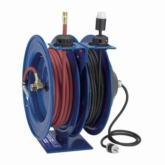 Coxreels Dual Hose Reel,Spring,3/8 in MNPT,50 ft C-L350-5016-X