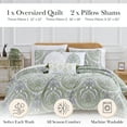 thumbnail image 2 of Southshore Fine LinensOversized 6-Piece Quilt Bedding Set lightweight, soft includes reversible King quilt, 2 matching shams, three throw pillows, Pure Melody Green, King / California King, 2 of 8