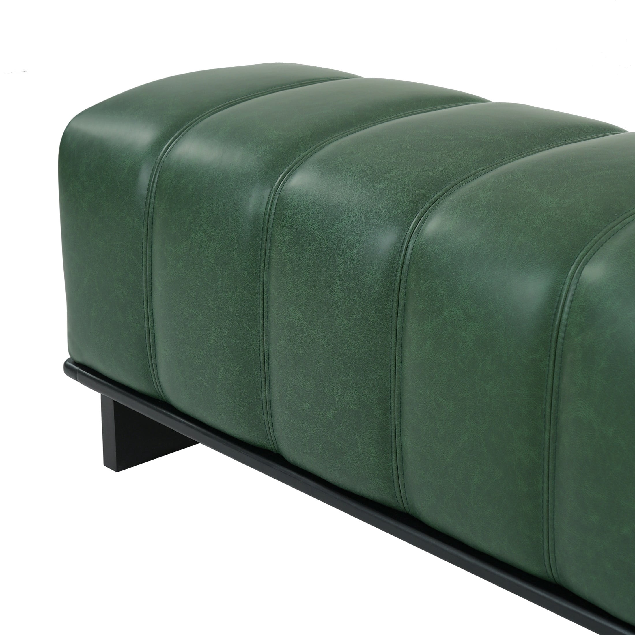Christopher Knight Home 49.1" Modern PU Leather Dining Bench with Rubberwood Legs, Green