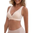 thumbnail image 4 of INSPIRE CHIC Women's Bras Front Closure Wireless Postpartum Breastfeeding Lingerie V-Neck Push Up Ribbed Nursing M Beige, 4 of 5