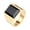 Gold, variant on Mens Titanium Steel Ring European American Retro Obsidian Inlay Gold Plated Artificial Gem Semi Gem Steel Black Ring Jewelry Gift for Him