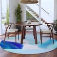 Blue Abstrac 7FT Round Area Rugs for Living Room Ultra-Thin Non-Slip ...
