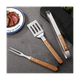 thumbnail image 5 of Pala con mango de madera, tenedor, herramientas para barbacoa al aire libre, juego de barbacoa, parrilla, Clip para barbacoa doméstica, 3 uds., 5 of 6