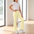 thumbnail image 6 of VV AVEORS Girls Flare Leggings School Uniform Pants For Teen Girls Bell Bottoms Ruffle Trim Bootcut Pant Yellow 160, 6 of 6