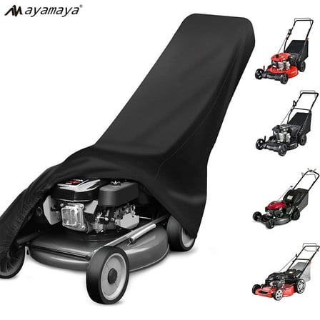 Ayamaya Outdoor Push Lawn Mower Cover, Waterproof UV & Tear-Resistant with Drawstring & Storage Bag Universal for Most Push Lawn Mowers, Black