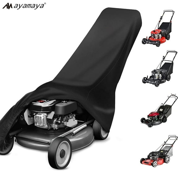 Ayamaya Outdoor Push Lawn Mower Cover, Waterproof UV & Tear-Resistant with Drawstring & Storage Bag Universal for Most Push Lawn Mowers, Black