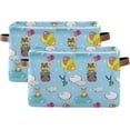 thumbnail image 2 of Coolnut Cartoon Animal Bear Rabbits Balloons in The Clouds Storage Basket, Durable Canvas Organizer With Handles Large Collapsible Storage Bins Boxes for Home Office - 2 Pack Home Decor, 2 of 7