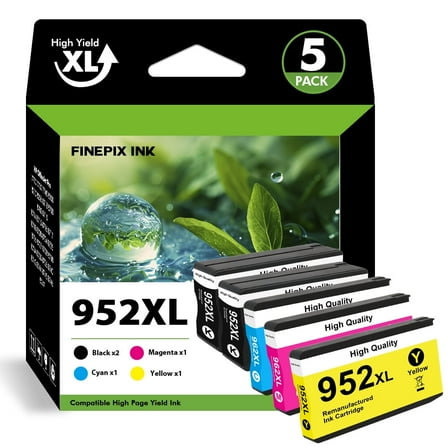 952XL Ink Cartridges Compatible for HP 952 XL Printer Ink Combo Pack for Printer OfficeJet Pro 8710 7740 8720 8210 8715 8702 7720 8730 8740 8216 8725 8700 (5 Pack, 2 x Black, Cyan, Magenta, Yellow)
