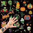 thumbnail image 2 of 10 piezas de tatuajes de Halloween para niños, tatuajes temporales de Halloween que brillan en la oscuridad, pegatinas de tatuajes, rellenos de bolsas de fiesta de truco o trato/decoraciones, 2 of 5