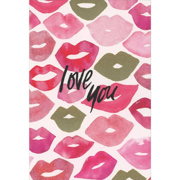 Pictura Repeating Pink, Red and Gold Lips on White Background Valentine's Day Card for Husband