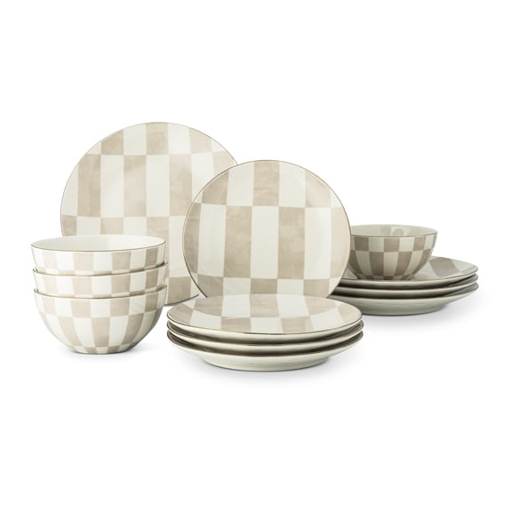 Thyme & Table Celine Beige 12-Piece Ceramic Dinnerware Set