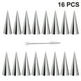 thumbnail image 1 of Paquete de 16 moldes para helado en forma de cuerno, conos para hornear de 5,5 pulgadas, moldes para helado en forma de cuerno de crema, tubos de acero inoxidable con 1 cepillo de limpieza, 1 of 8