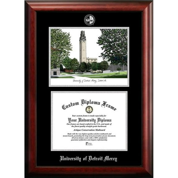 Campus Images MI985LSED-1185 11 x 8.5 in. University Of Detroit Mercy Silver Embossed Diploma Frame with Lithograph